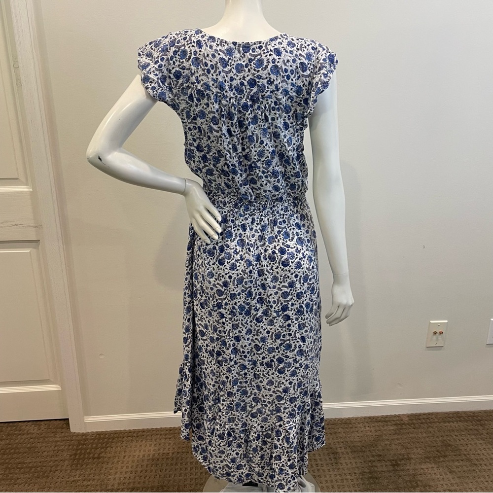LUCKY BRAND White & Blue Floral Print Felice Midi Dress - Picture 2 of 9